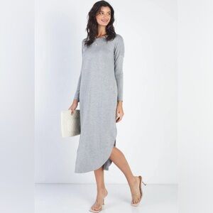 NEW Stretchy and Soft Heather Grey Midi Dress with Spandex 1349